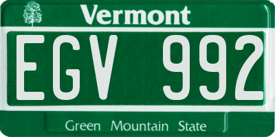 VT license plate EGV992