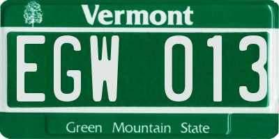 VT license plate EGW013
