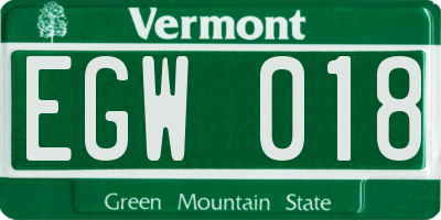 VT license plate EGW018