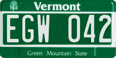 VT license plate EGW042
