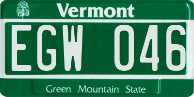 VT license plate EGW046