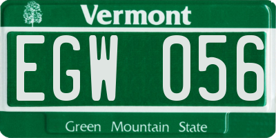 VT license plate EGW056
