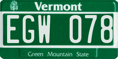 VT license plate EGW078