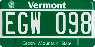 VT license plate EGW098