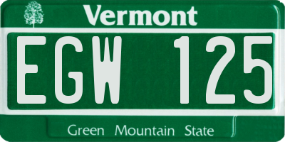 VT license plate EGW125