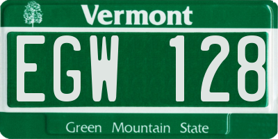VT license plate EGW128