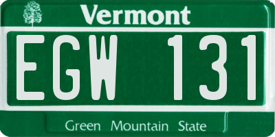 VT license plate EGW131