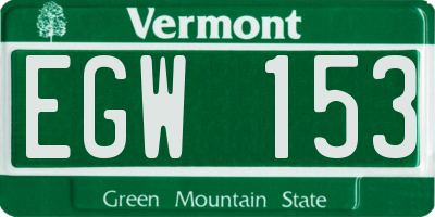 VT license plate EGW153