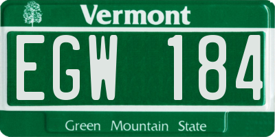 VT license plate EGW184