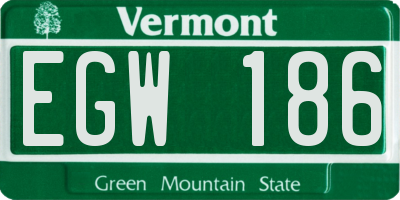 VT license plate EGW186