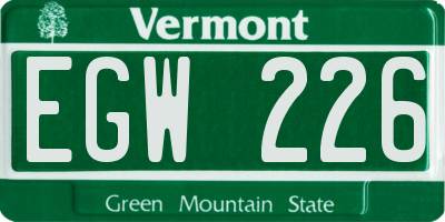 VT license plate EGW226