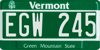 VT license plate EGW245