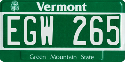 VT license plate EGW265