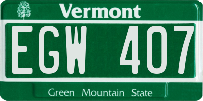 VT license plate EGW407