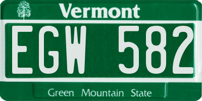VT license plate EGW582