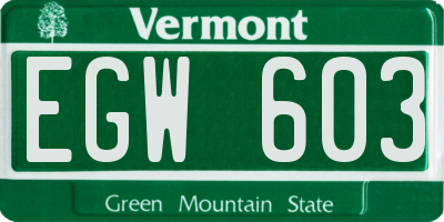 VT license plate EGW603