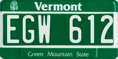 VT license plate EGW612