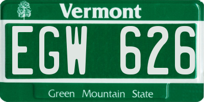 VT license plate EGW626