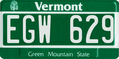 VT license plate EGW629