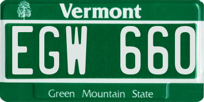 VT license plate EGW660