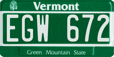 VT license plate EGW672