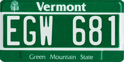 VT license plate EGW681
