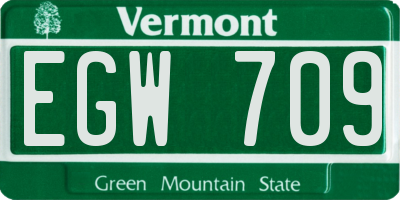 VT license plate EGW709