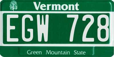 VT license plate EGW728