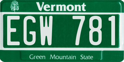 VT license plate EGW781