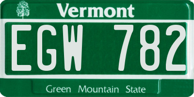 VT license plate EGW782