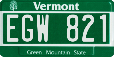 VT license plate EGW821