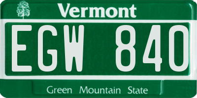 VT license plate EGW840
