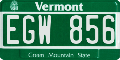 VT license plate EGW856