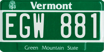VT license plate EGW881
