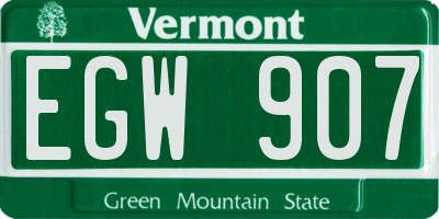VT license plate EGW907
