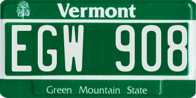 VT license plate EGW908