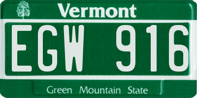VT license plate EGW916