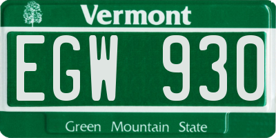 VT license plate EGW930