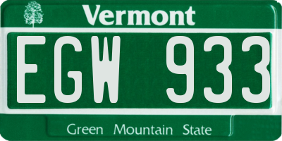 VT license plate EGW933