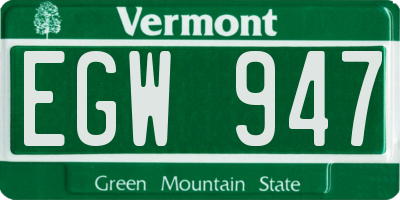 VT license plate EGW947
