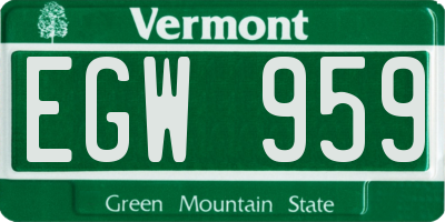 VT license plate EGW959