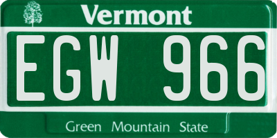 VT license plate EGW966
