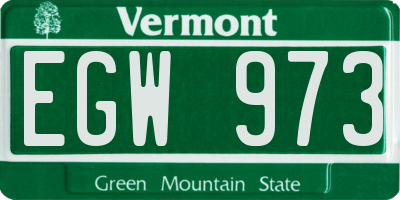 VT license plate EGW973