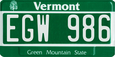 VT license plate EGW986