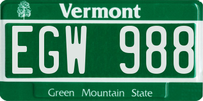 VT license plate EGW988