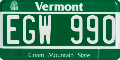 VT license plate EGW990