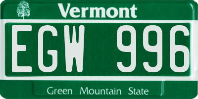 VT license plate EGW996