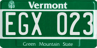 VT license plate EGX023