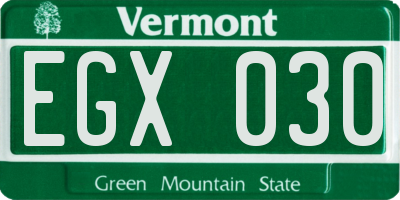 VT license plate EGX030