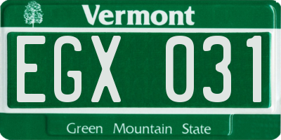 VT license plate EGX031